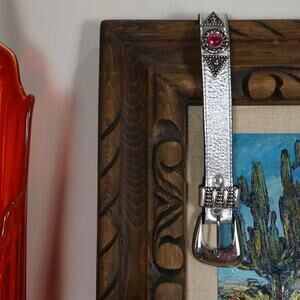 Vintage Leatherock silver gem glam belt geometric